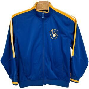 VTG y2k Men's Cooperstown Collection Milwaukee Brewers Full Zip Track Jacket 2XL